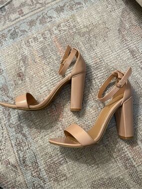 Bamboo Block Heels - Patent Leather Nude